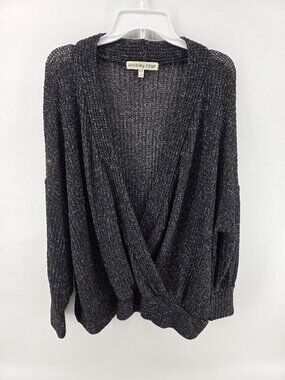 Paisley Raye Dark Grey Crossover Front Knit Sweater – Size‎ 2X